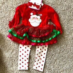 Bundle of baby girl Little Lass Christmas clothes and booties
